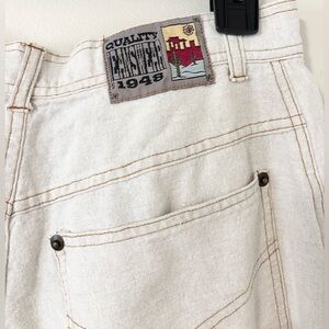 Vintage Linen Neutral Relaxed Lightweight Cotton High Rise Straight Leg Pants